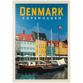 Darstellung des Puzzle-Motivs Dänemark: Kopenhagen, Vintage Poster – Puzzleteile: 1000