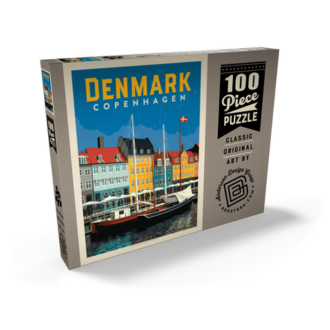 Denmark: Copenhagen, Vintage Poster 100 Puzzle Schachtel Ansicht2