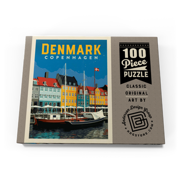 Denmark: Copenhagen, Vintage Poster 100 Puzzle Schachtel Ansicht3