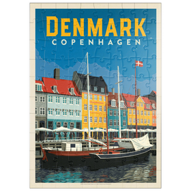 Darstellung des Puzzle-Motivs Dänemark: Kopenhagen, Vintage Poster – Puzzleteile: 100
