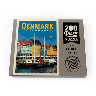 Denmark: Copenhagen, Vintage Poster 200 Puzzle Schachtel Ansicht3