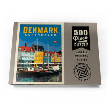 Denmark: Copenhagen, Vintage Poster 500 Puzzle Schachtel Ansicht3