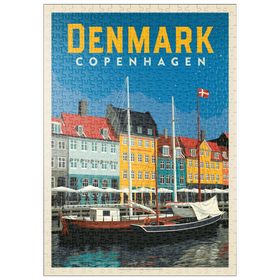 Darstellung des Puzzle Motivs Dänemark: Kopenhagen, Vintage Poster - Puzzleteile: 500