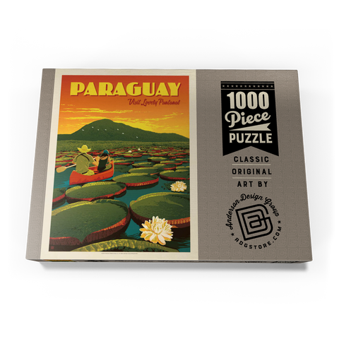 Paraguay: Giant Lily Pads, Vintage Poster 1000 Puzzle Schachtel Ansicht3