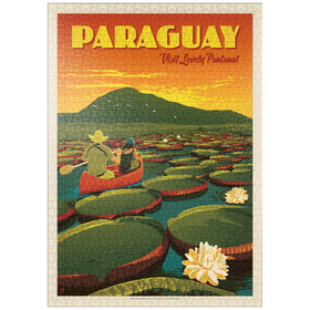 Darstellung des Puzzle Motivs Paraguay: Riesige Seerosenblätter, Vintage Poster - Puzzleteile: 1000