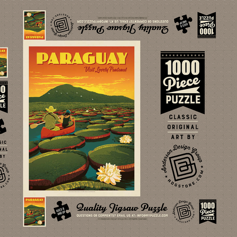 Paraguay: Giant Lily Pads, Vintage Poster 1000 Puzzle Schachtel 3D Modell