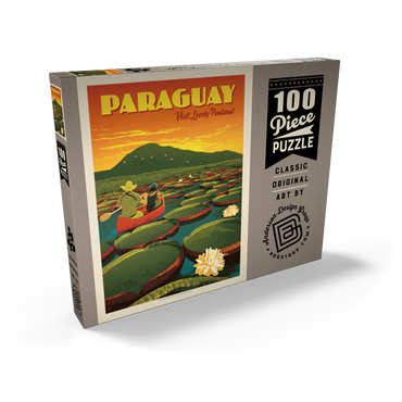Paraguay: Giant Lily Pads, Vintage Poster 100 Puzzle Schachtel Ansicht2