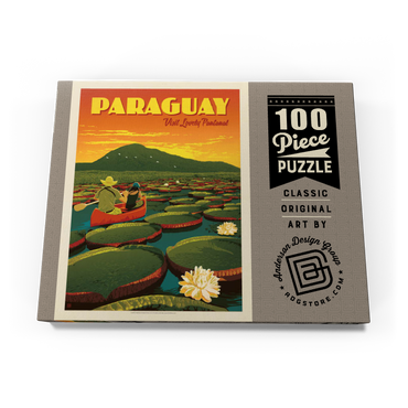 Paraguay: Giant Lily Pads, Vintage Poster 100 Puzzle Schachtel Ansicht3