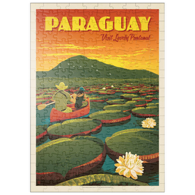 Darstellung des Puzzle Motivs Paraguay: Riesige Seerosenblätter, Vintage Poster - Puzzleteile: 200