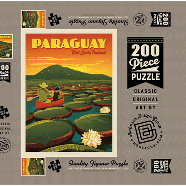 Paraguay: Giant Lily Pads, Vintage Poster 200 Puzzle Schachtel 3D Modell