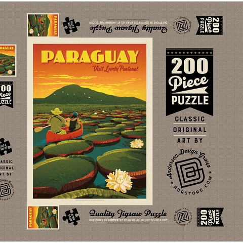 Paraguay: Giant Lily Pads, Vintage Poster 200 Puzzle Schachtel 3D Modell