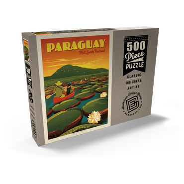 Paraguay: Giant Lily Pads, Vintage Poster 500 Puzzle Schachtel Ansicht2