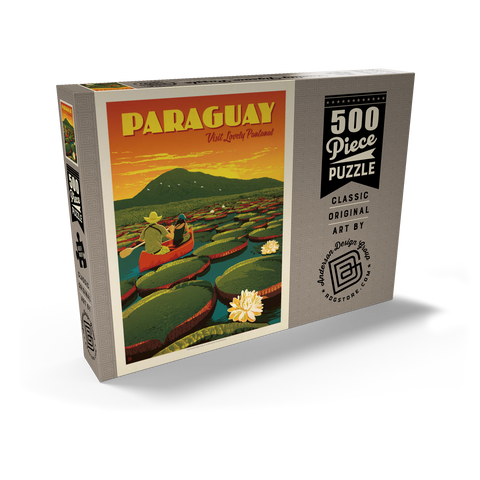 Paraguay: Giant Lily Pads, Vintage Poster 500 Puzzle Schachtel Ansicht2