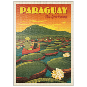 Darstellung des Puzzle Motivs Paraguay: Riesige Seerosenblätter, Vintage Poster - Puzzleteile: 500