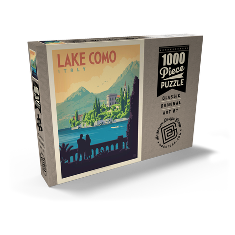 Italy: Lake Como, Vintage Poster 1000 Puzzle Schachtel Ansicht2