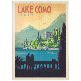 Darstellung des Puzzle Motivs Italien: Comer See, Vintage Poster - Puzzleteile: 1000