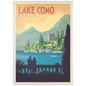 Darstellung des Puzzle Motivs Italien: Comer See, Vintage Poster - Puzzleteile: 500