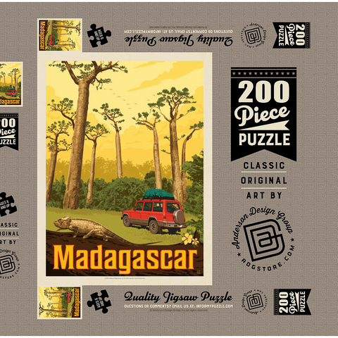 Madagaskar: Der achte Kontinent, Vintage Poster 200 Puzzle Schachtel 3D Modell