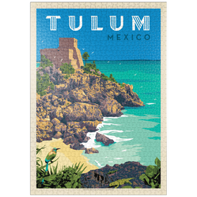 Darstellung des Puzzle Motivs Mexiko: Tulum, Vintage Poster - Puzzleteile: 1000