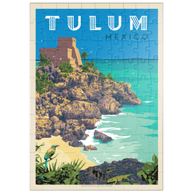 Darstellung des Puzzle Motivs Mexiko: Tulum, Vintage Poster - Puzzleteile: 100