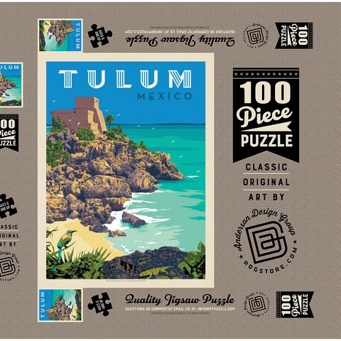 Mexico: Tulum, Vintage Poster 100 Puzzle Schachtel 3D Modell