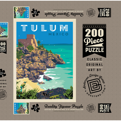 Mexico: Tulum, Vintage Poster 200 Puzzle Schachtel 3D Modell