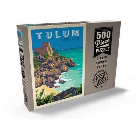 Mexico: Tulum, Vintage Poster 500 Puzzle Schachtel Ansicht2
