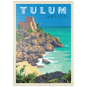 Darstellung des Puzzle Motivs Mexiko: Tulum, Vintage Poster - Puzzleteile: 500