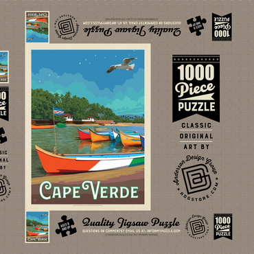 Cape Verde: A Volcanic Archipelago, Vintage Poster 1000 Puzzle Schachtel 3D Modell