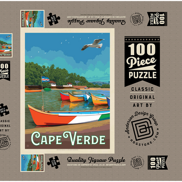 Cape Verde: A Volcanic Archipelago, Vintage Poster 100 Puzzle Schachtel 3D Modell