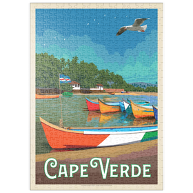 Darstellung des Puzzle Motivs Kap Verde: Ein vulkanischer Archipel, Vintage Poster - Puzzleteile: 500