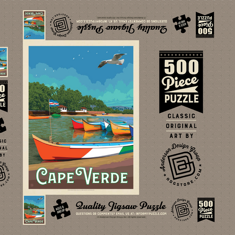 Cape Verde: A Volcanic Archipelago, Vintage Poster 500 Puzzle Schachtel 3D Modell