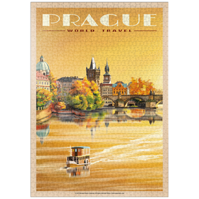 Darstellung des Puzzle Motivs Prag, Karlsbrücke - A Sunset's Old Town View - Puzzleteile: 1000