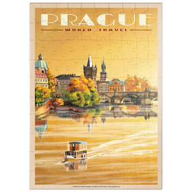 Darstellung des Puzzle Motivs Prag, Karlsbrücke - A Sunset's Old Town View - Puzzleteile: 100