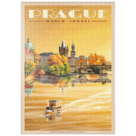 Darstellung des Puzzle Motivs Prag, Karlsbrücke - A Sunset's Old Town View - Puzzleteile: 500