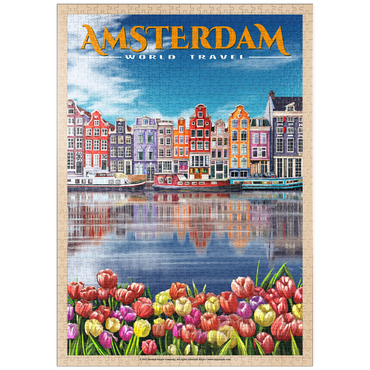 puzzleplate Amsterdam, Netherlands - City of Canals, Vintage Travel Poster 1000 Puzzle