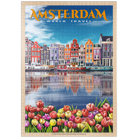 puzzleplate Amsterdam, Netherlands - City of Canals, Vintage Travel Poster 1000 Puzzle