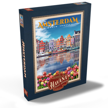 Amsterdam, Netherlands - City of Canals, Vintage Travel Poster 100 Puzzle Schachtel Ansicht2