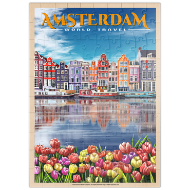 puzzleplate Amsterdam, Netherlands - City of Canals, Vintage Travel Poster 100 Puzzle