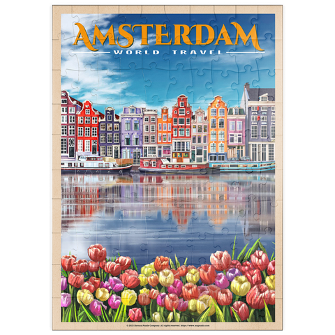 puzzleplate Amsterdam, Netherlands - City of Canals, Vintage Travel Poster 100 Puzzle