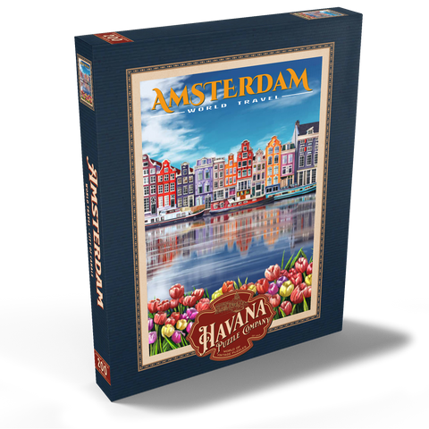 Amsterdam, Netherlands - City of Canals, Vintage Travel Poster 200 Puzzle Schachtel Ansicht2