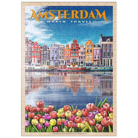 puzzleplate Amsterdam, Netherlands - City of Canals, Vintage Travel Poster 200 Puzzle