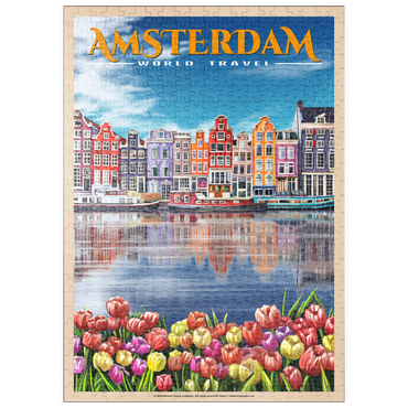 puzzleplate Amsterdam, Netherlands - City of Canals, Vintage Travel Poster 500 Puzzle