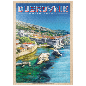 Darstellung des Puzzle-Motivs Dubrovnik, Kroatien - Ein Juwel an der Dalmatinischen Küste, Vintage Travel Poster – Puzzleteile: 1000