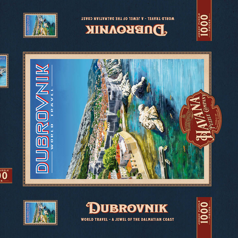 Dubrovnik, Croatia - A Jewel of the Dalmatian Coast, Vintage Travel Poster 1000 Puzzle Schachtel 3D Modell