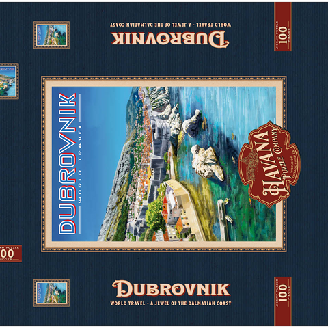 Dubrovnik, Croatia - A Jewel of the Dalmatian Coast, Vintage Travel Poster 100 Puzzle Schachtel 3D Modell