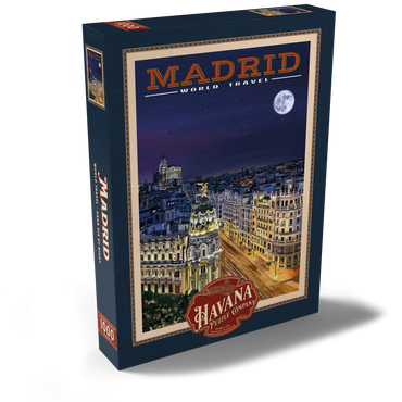 Madrid, Spain - Gran Vía by Night, Vintage Travel Poster 1000 Puzzle Schachtel Ansicht2