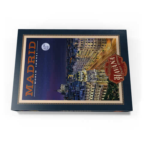 Madrid, Spain - Gran Vía by Night, Vintage Travel Poster 1000 Puzzle Schachtel Ansicht3