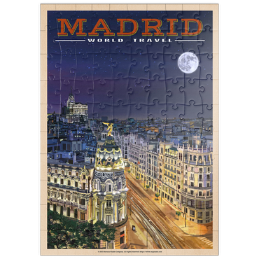 puzzleplate Madrid, Spain - Gran Vía by Night, Vintage Travel Poster 100 Puzzle