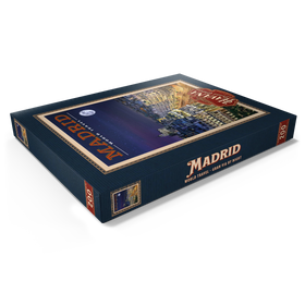 Darstellung des Puzzle Motivs Madrid, Spanien - Gran Vía bei Nacht, Vintage Travel Poster - Puzzleteile: 200